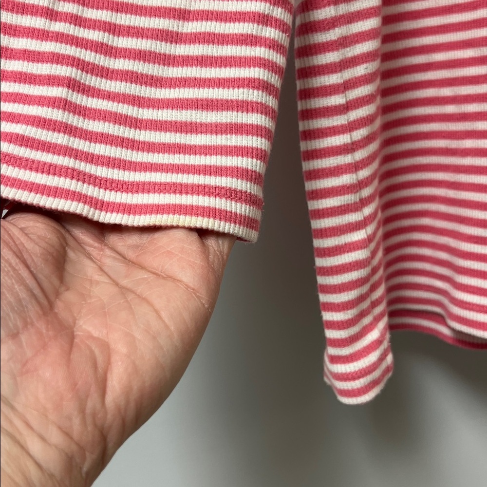 Rafaella Pink and White Striped Cowl Neck Cropped Top Sz L - Picture 5 of 5